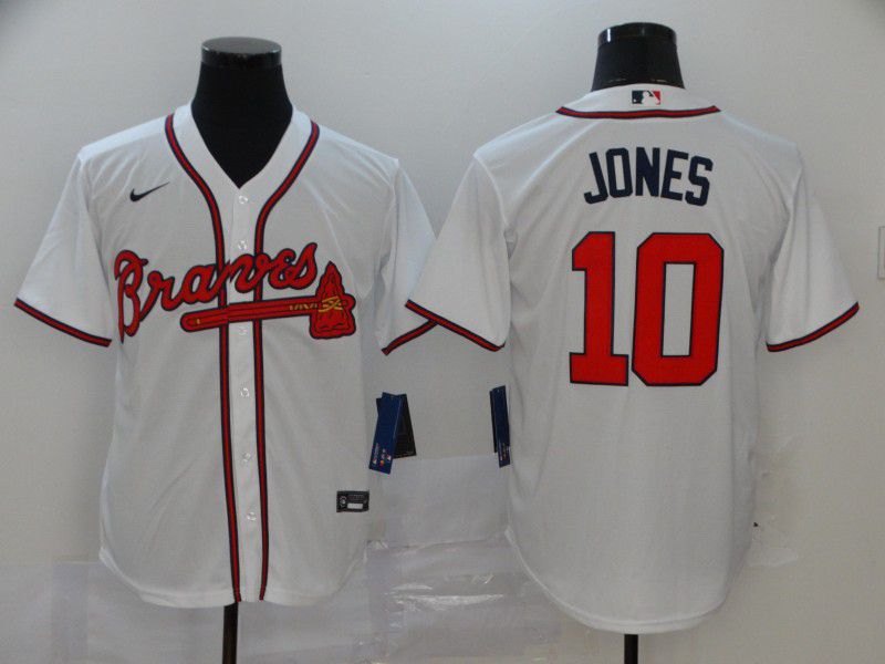 Men Atlanta Braves 10 Jones White Nike Game MLB Jerseys